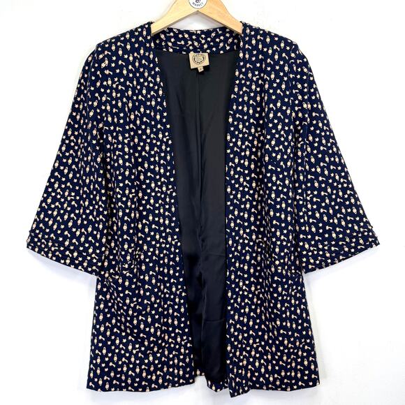 Family Affairs Celestial Star Planet Kimono Jacket M Navy Y2K Boho Indie Rare - Picture 3 of 9
